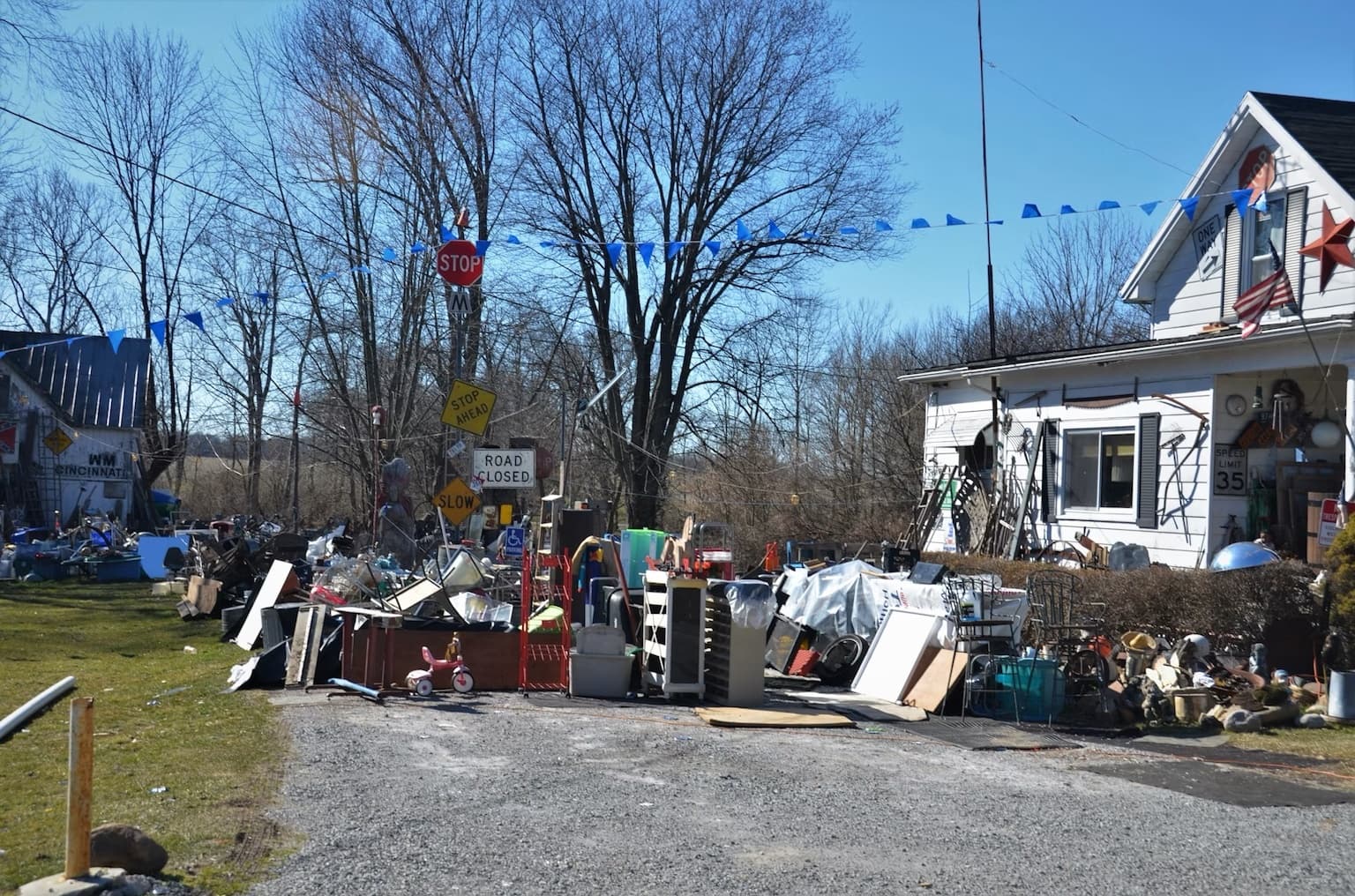 Property cleanout items staged outdoors