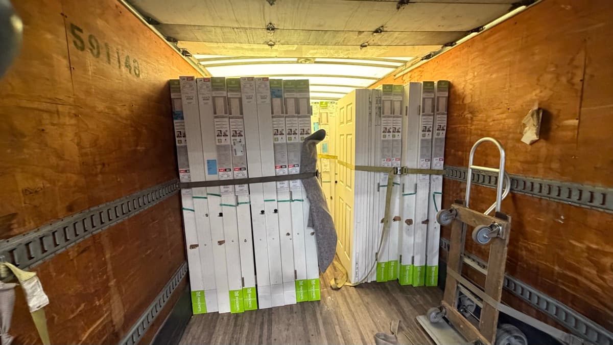Freight secured inside truck